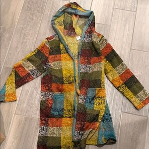 Colorful Plaid Hooded Cardigan